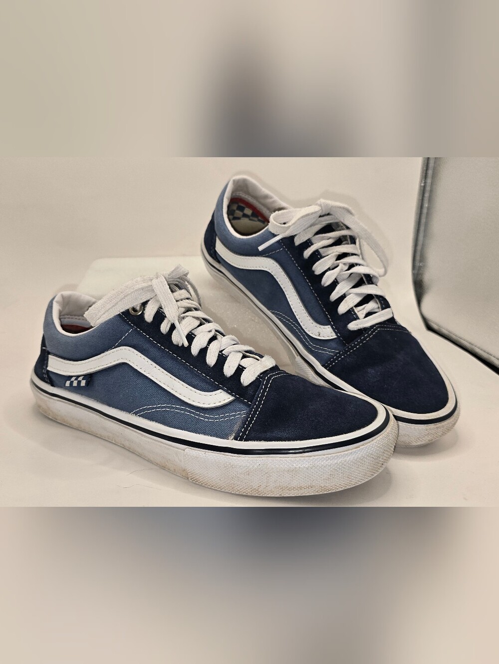 Vans Old Skool Skate Shoe Womens Size 10 Mens Size 8.5 Blue/White Suede/Canvas
